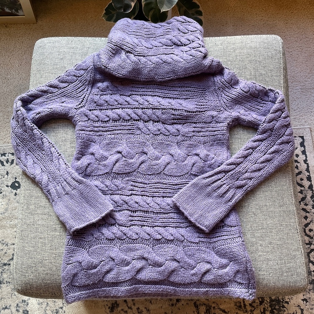Lilac Cable Knit Turtleneck Sweater - Women